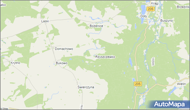 mapa Rzyszczewko gmina Polanów, Rzyszczewko gmina Polanów na mapie Targeo