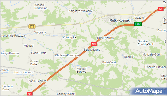 mapa Szlasy-Lipno, Szlasy-Lipno na mapie Targeo