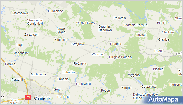 mapa Wierzbie gmina Pierzchnica, Wierzbie gmina Pierzchnica na mapie Targeo