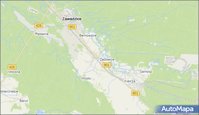 mapa Żędowice, Żędowice na mapie Targeo