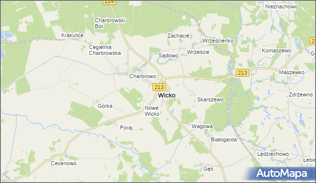 mapa Wicko powiat lęborski, Wicko powiat lęborski na mapie Targeo