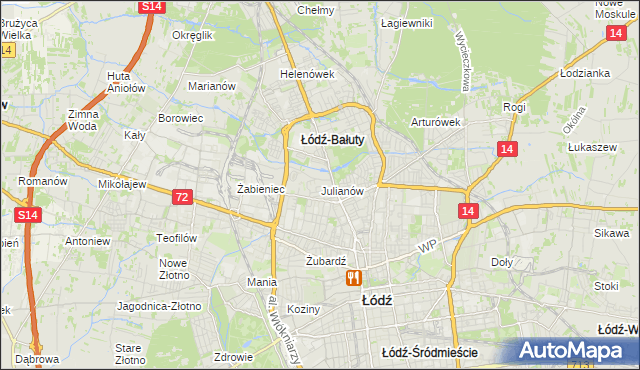 mapa Julianów gmina Łódź, Julianów gmina Łódź na mapie Targeo