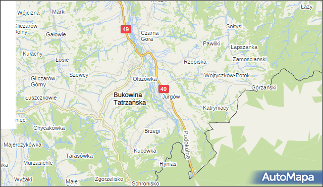 mapa Jurgów, Jurgów na mapie Targeo