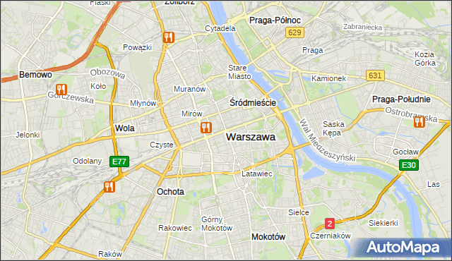 mapa Warszawy, Warszawa na mapie Targeo