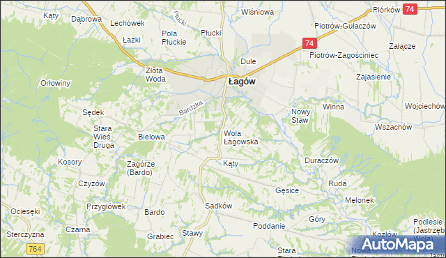 mapa Wola Łagowska, Wola Łagowska na mapie Targeo