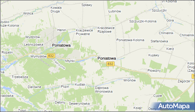 mapa Poniatowa powiat opolski, Poniatowa powiat opolski na mapie Targeo