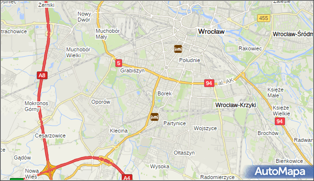 mapa Borek gmina Wrocław, Borek gmina Wrocław na mapie Targeo