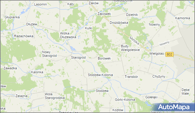 mapa Borówek gmina Latowicz, Borówek gmina Latowicz na mapie Targeo