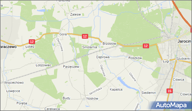 mapa Dąbrowa gmina Jarocin, Dąbrowa gmina Jarocin na mapie Targeo