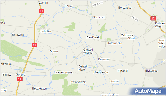 mapa Gałązki Wielkie, Gałązki Wielkie na mapie Targeo