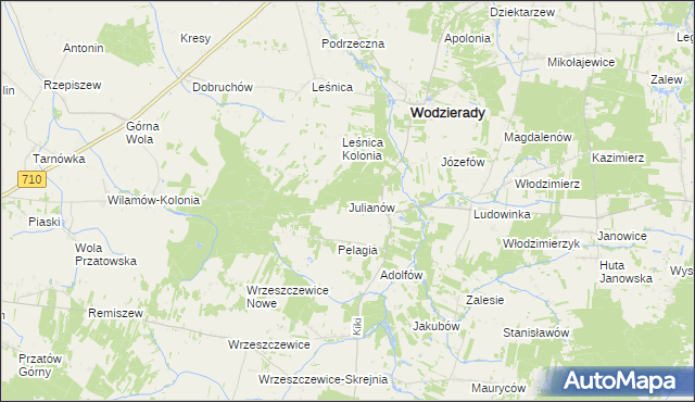 mapa Julianów gmina Wodzierady, Julianów gmina Wodzierady na mapie Targeo