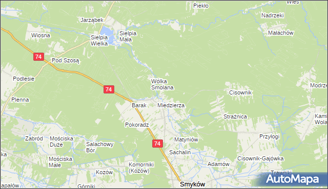 mapa Kawęczyn gmina Smyków, Kawęczyn gmina Smyków na mapie Targeo