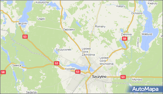 mapa Lipowa Góra Zachodnia, Lipowa Góra Zachodnia na mapie Targeo