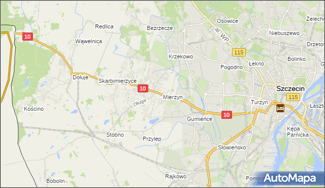 mapa Mierzyn gmina Dobra (Szczecińska), Mierzyn gmina Dobra (Szczecińska) na mapie Targeo