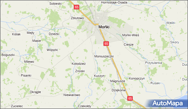 mapa Moniuszeczki, Moniuszeczki na mapie Targeo
