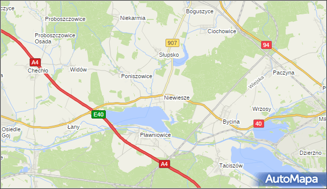 mapa Niewiesze, Niewiesze na mapie Targeo