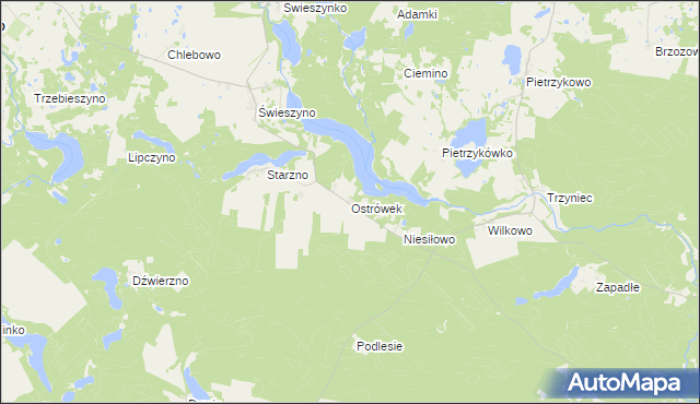 mapa Ostrówek gmina Koczała, Ostrówek gmina Koczała na mapie Targeo