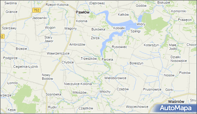 mapa Pokrzywnica gmina Pawłów, Pokrzywnica gmina Pawłów na mapie Targeo
