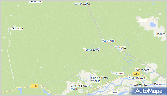mapa Tomaszewo gmina Wronki, Tomaszewo gmina Wronki na mapie Targeo