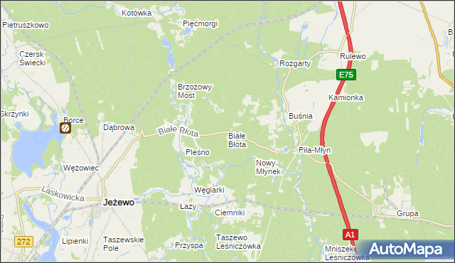 mapa Białe Błota gmina Jeżewo, Białe Błota gmina Jeżewo na mapie Targeo