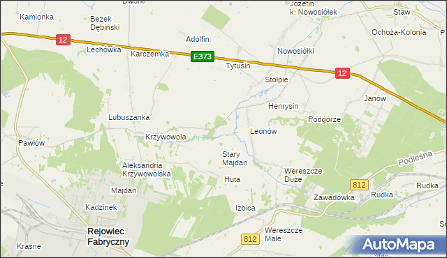 mapa Bieniów gmina Rejowiec, Bieniów gmina Rejowiec na mapie Targeo