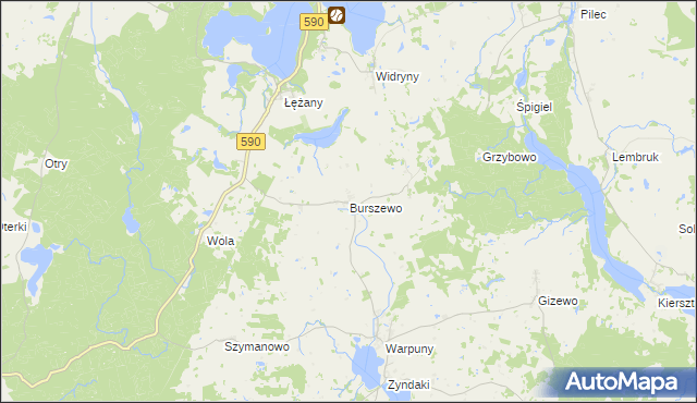 mapa Burszewo, Burszewo na mapie Targeo