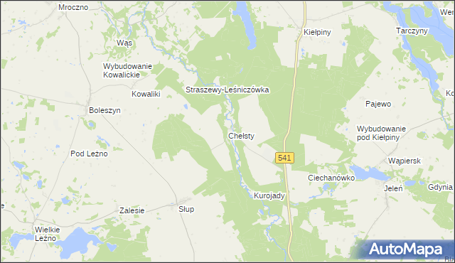 mapa Chełsty gmina Lidzbark, Chełsty gmina Lidzbark na mapie Targeo