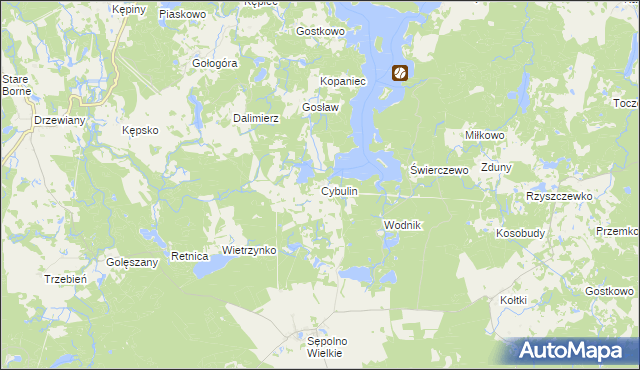 mapa Cybulin gmina Biały Bór, Cybulin gmina Biały Bór na mapie Targeo