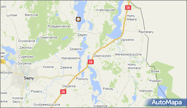 mapa Dworczysko gmina Sejny, Dworczysko gmina Sejny na mapie Targeo