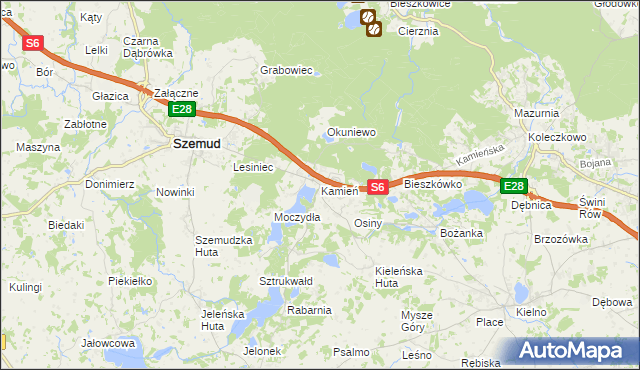 mapa Kamień gmina Szemud, Kamień gmina Szemud na mapie Targeo