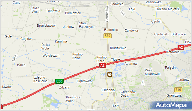 mapa Kłudno Stare, Kłudno Stare na mapie Targeo