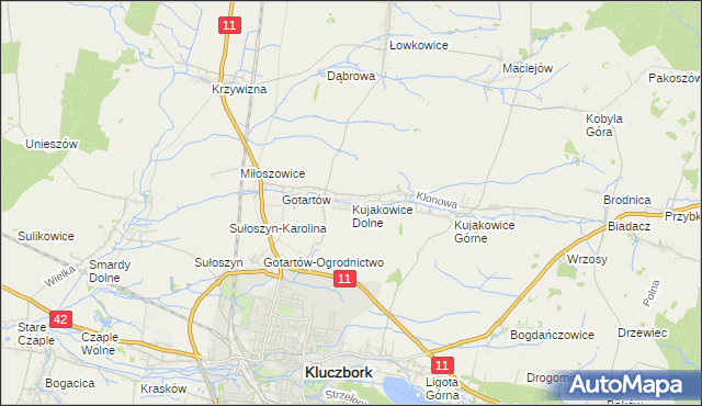 mapa Kujakowice Dolne, Kujakowice Dolne na mapie Targeo