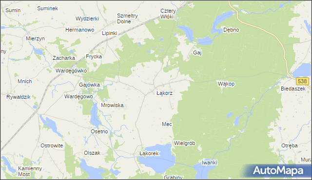 mapa Łąkorz, Łąkorz na mapie Targeo