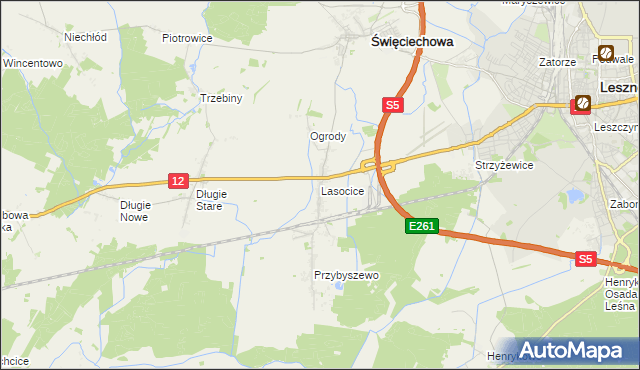 mapa Lasocice gmina Święciechowa, Lasocice gmina Święciechowa na mapie Targeo