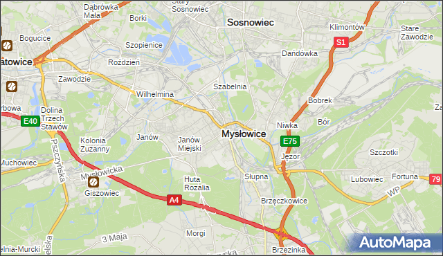 mapa Mysłowice, Mysłowice na mapie Targeo