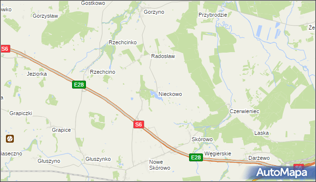 mapa Nieckowo, Nieckowo na mapie Targeo