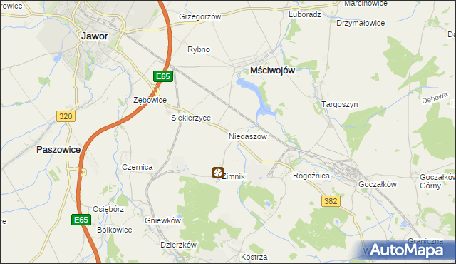mapa Niedaszów, Niedaszów na mapie Targeo