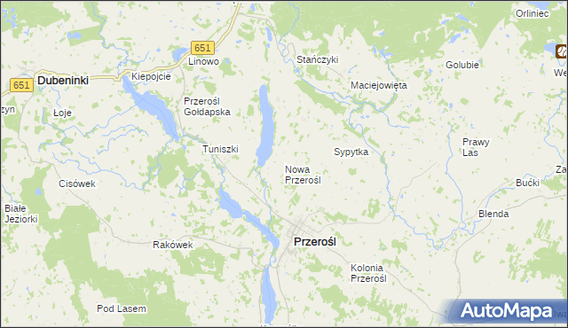 mapa Nowa Przerośl, Nowa Przerośl na mapie Targeo