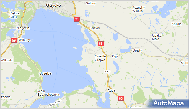 mapa Osiedle Grajwo, Osiedle Grajwo na mapie Targeo