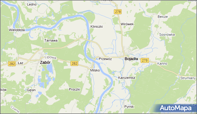 mapa Przewóz gmina Bojadła, Przewóz gmina Bojadła na mapie Targeo