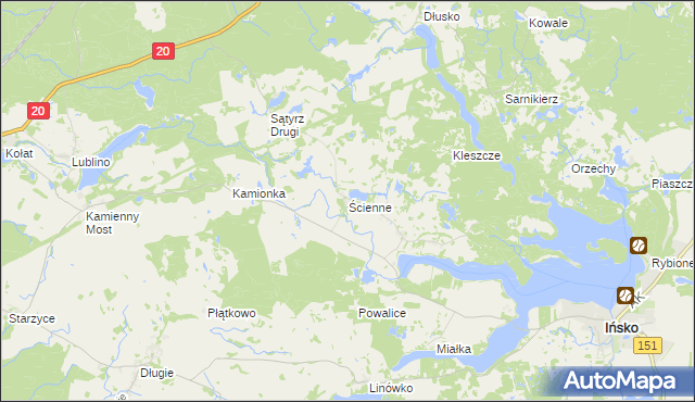 mapa Ścienne, Ścienne na mapie Targeo