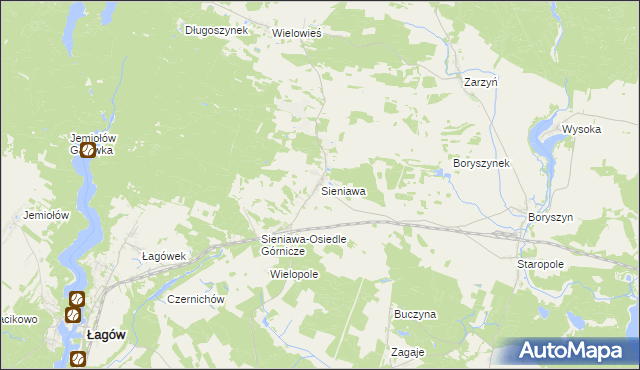 mapa Sieniawa gmina Łagów, Sieniawa gmina Łagów na mapie Targeo