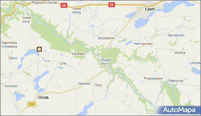 mapa Słupski Młyn, Słupski Młyn na mapie Targeo