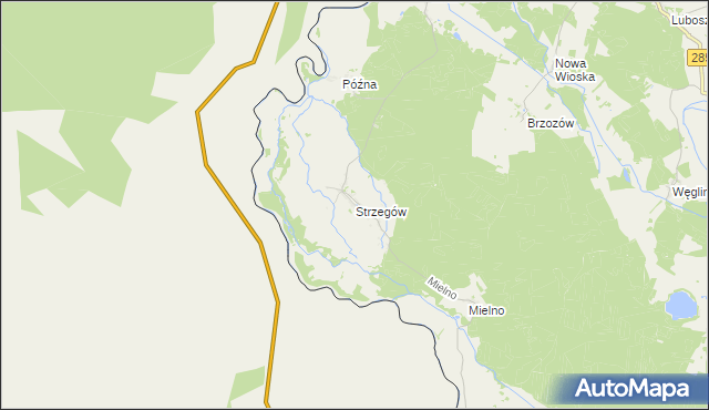 mapa Strzegów gmina Gubin, Strzegów gmina Gubin na mapie Targeo