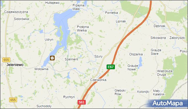 mapa Szury gmina Szypliszki, Szury gmina Szypliszki na mapie Targeo