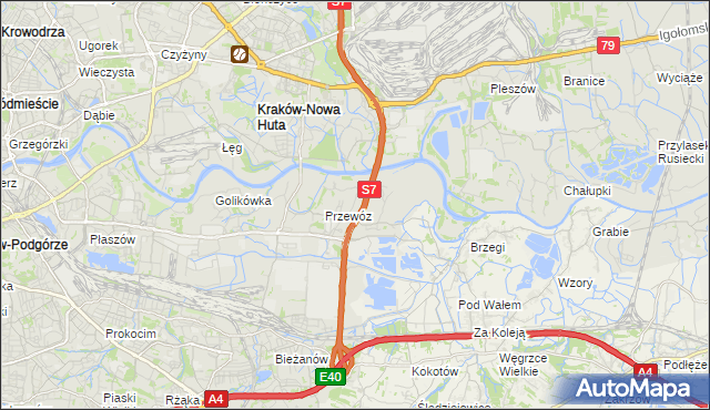 mapa Ulica gmina Kraków, Ulica gmina Kraków na mapie Targeo