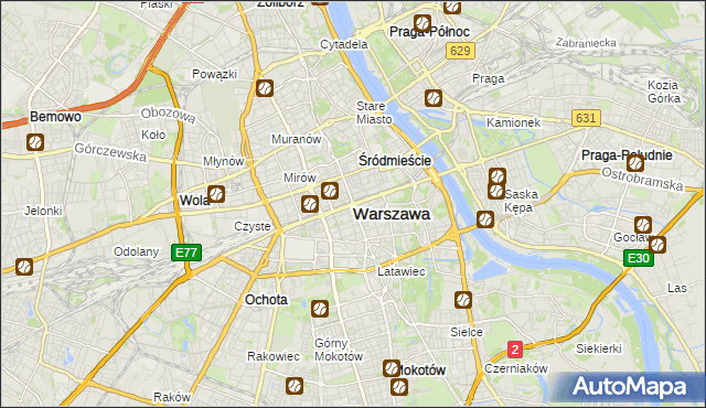 mapa Warszawy, Warszawa na mapie Targeo