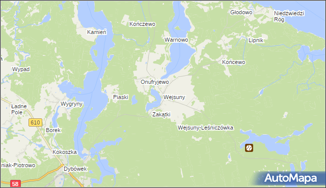 mapa Wejsuny, Wejsuny na mapie Targeo