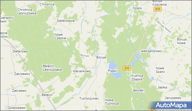 mapa Boruja, Boruja na mapie Targeo