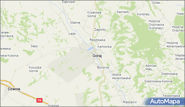 mapa Goraj powiat biłgorajski, Goraj powiat biłgorajski na mapie Targeo